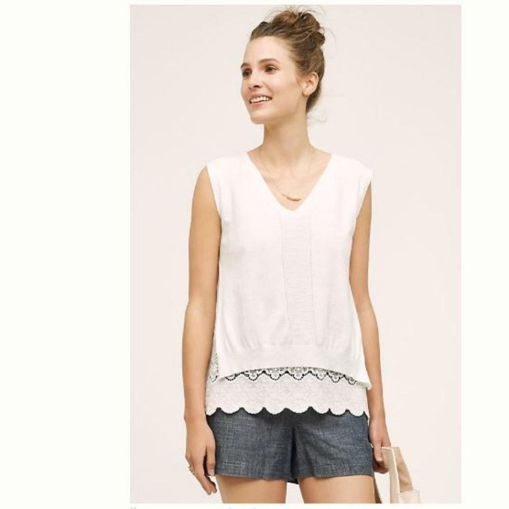 Anthropologie Layered Samya Top / Tank Ivory Sz S